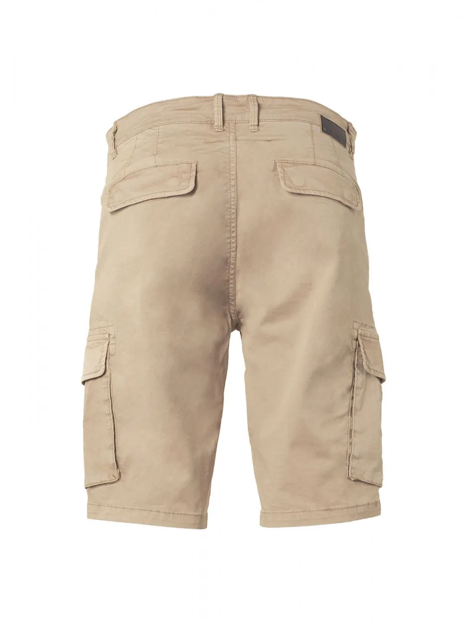 Short Cargo Garment Dyed   Stone Washed Stretch | Sand