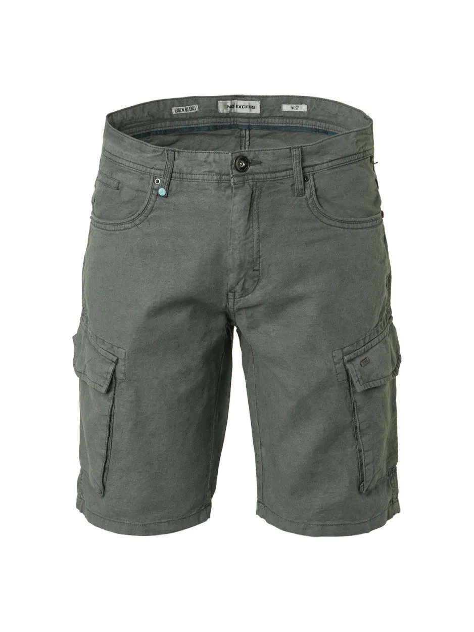 Short With Linen Garment Dyed Cargo | Dark Seagreen