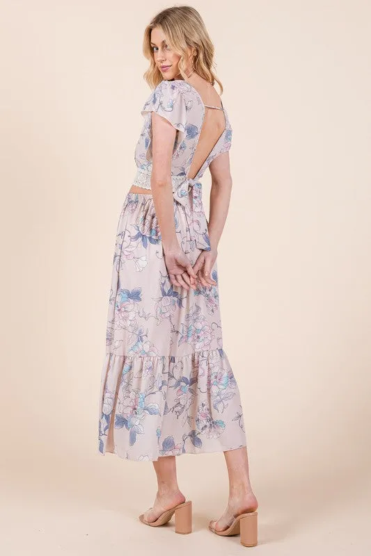 Tie Back Flutter Sleeve Blouse