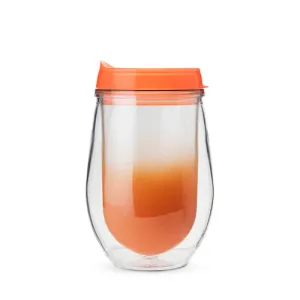 Traveler Double Walled Wine Tumbler in Orange Ombre by True