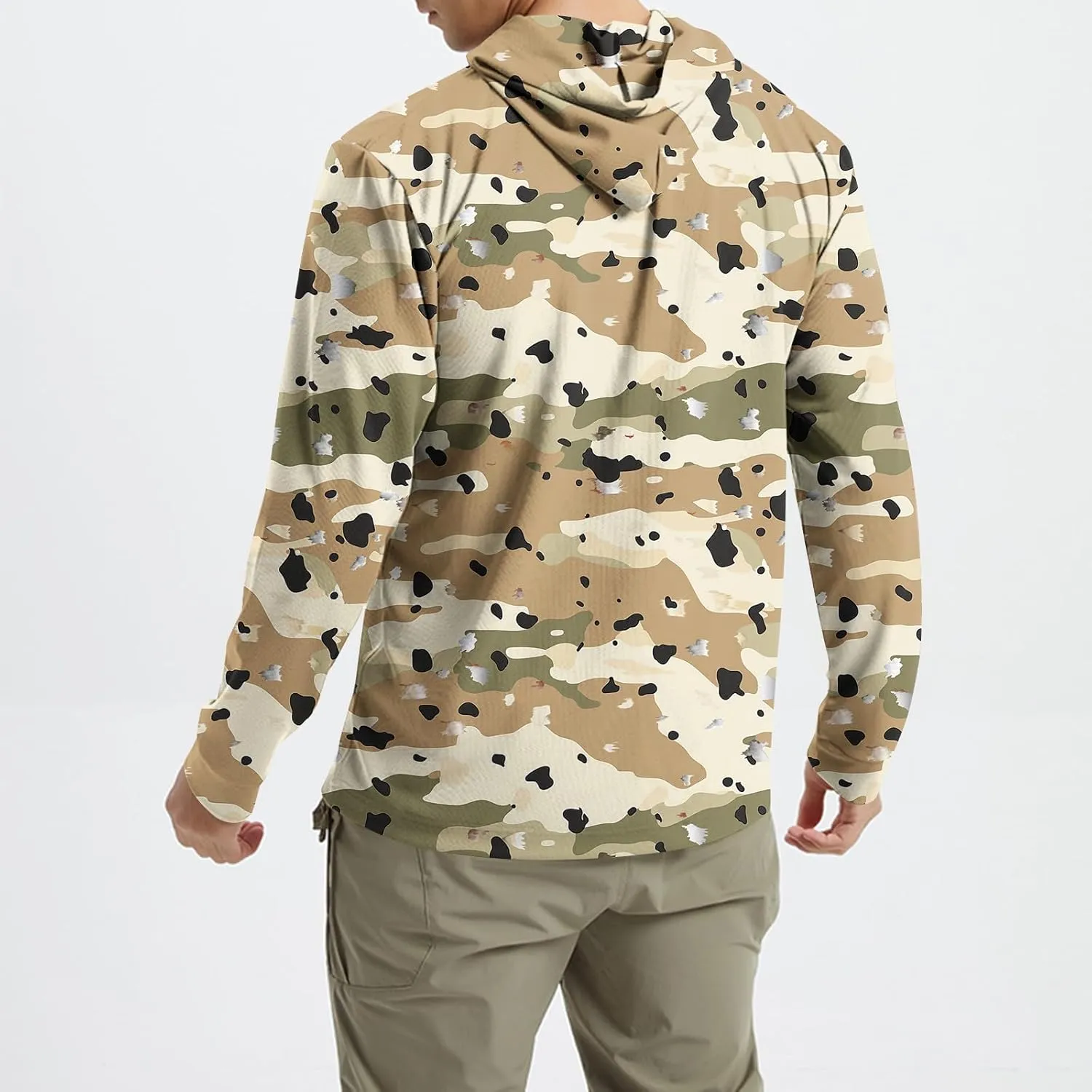 UPF 50  Sun Protection Rash Guard Mens Long Sleeve Camo Fishing Cooling Hoodie Summer Outdoor Swimming Hiking Shirts