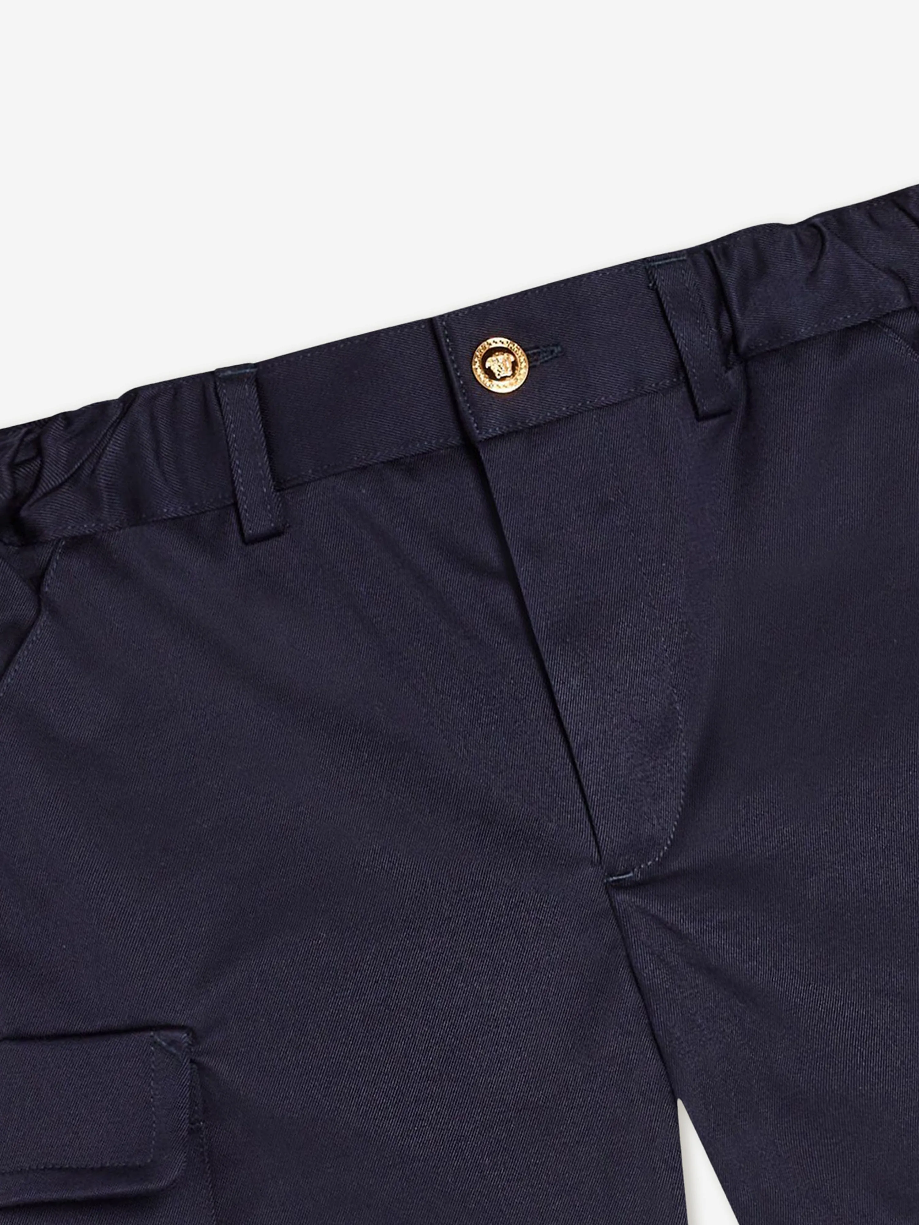 Versace Boys Logo Cargo Shorts in Blue