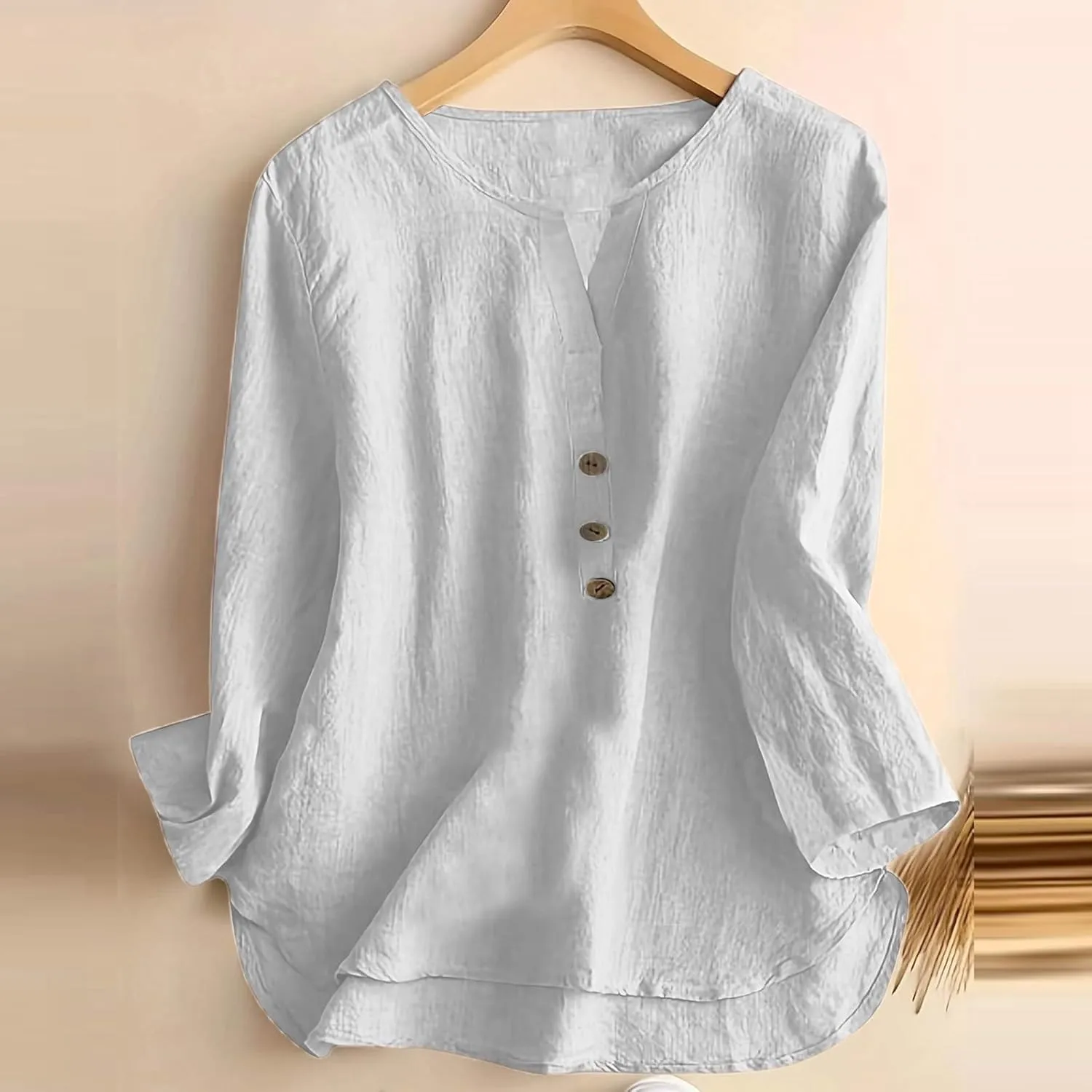 Women Short Sleeve Linen Shirts Casual V-Neck 2025 Fashion T Shirt Bohemian Loose Summer Tshirt