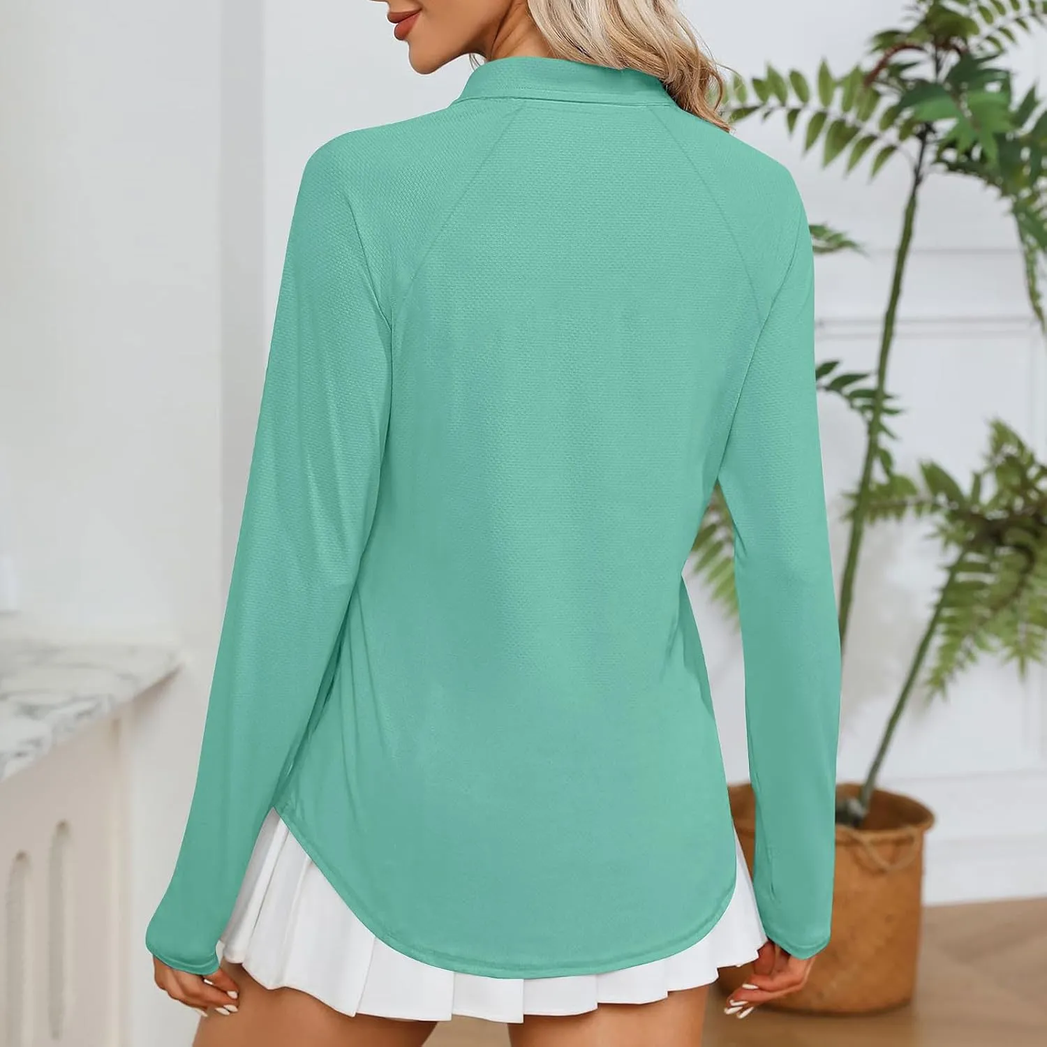 Women's UV Sun Protection 1/4 Zip Shirts Long Sleeve Rash Guard T-Shirt Lightweight Quick Dry Workout Running Tops