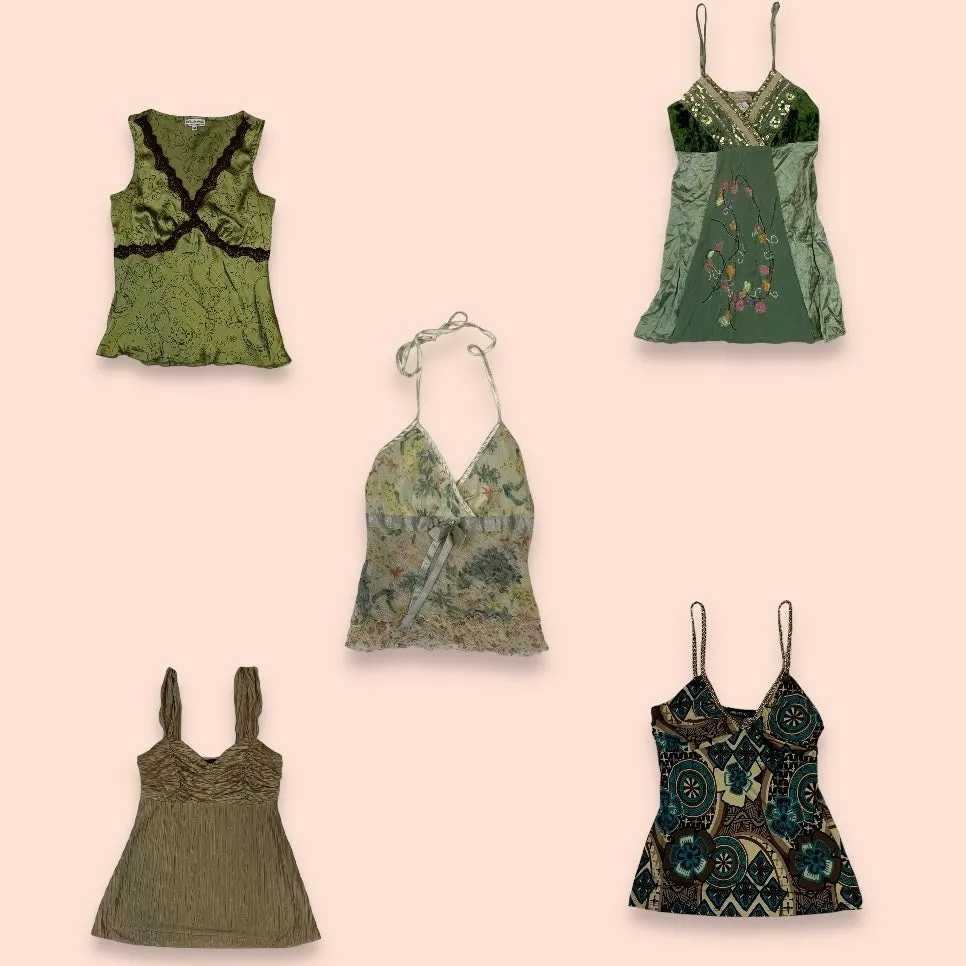 Y2K Earthy Green Cami Top (GRV-8-061)